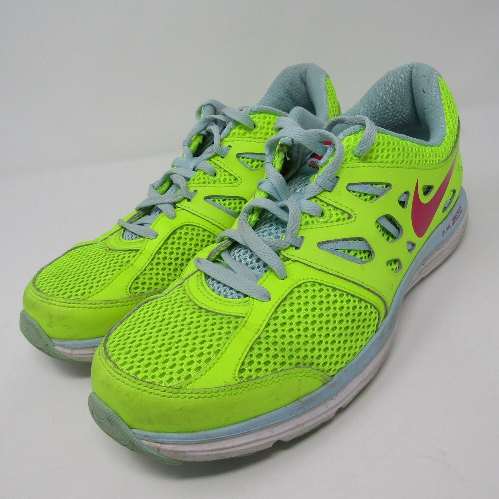 Nike Dual Fusion Run 2 Womens US 9 Neon Yellow Pink Blue Running Shoes